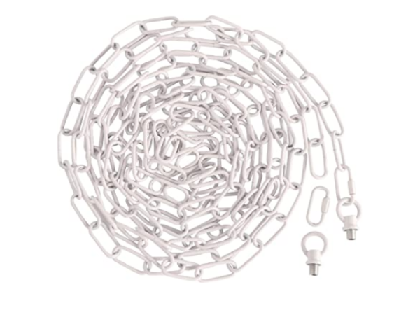 CADENA DECORACTIVA PARA LAMPARA COLGANTE BLANCA 19 PIES (5.8 MTS) C/CERRADURA MAX 65 LBS