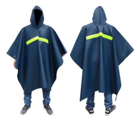 PONCHO ENCAUCHADO PVC TERMOSELLADO CON CINTA REFLECTIVA – PROTECZIONA